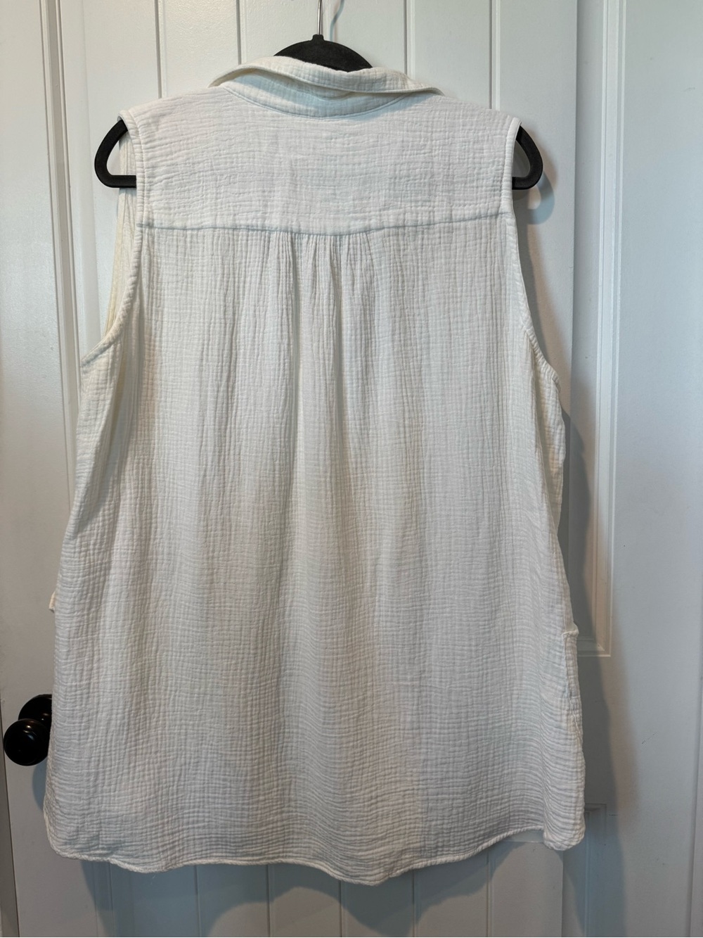 Cynthia Rowley Cream 100% Cotton Gauzy Sleeveless Tunic with Front Pockets - Picture 5 of 6